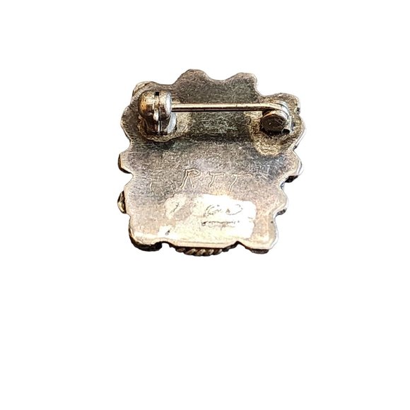 Vintage Zuni Knifewing Sterling Sun God Inlaid Signed RTT Brooch (A2142) - Picture 2 of 4